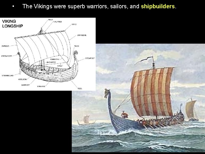  • The Vikings were superb warriors, sailors, and shipbuilders. 