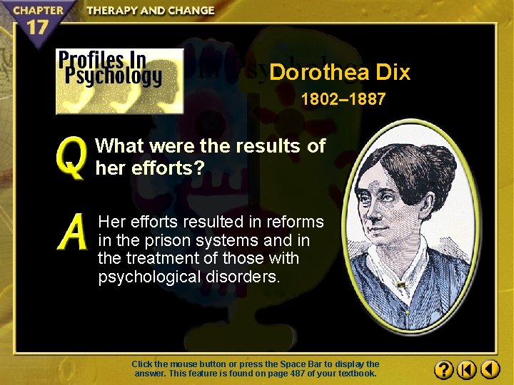 Profiles in Psychology 1. 4 Dorothea Dix 1802– 1887 What were the results of