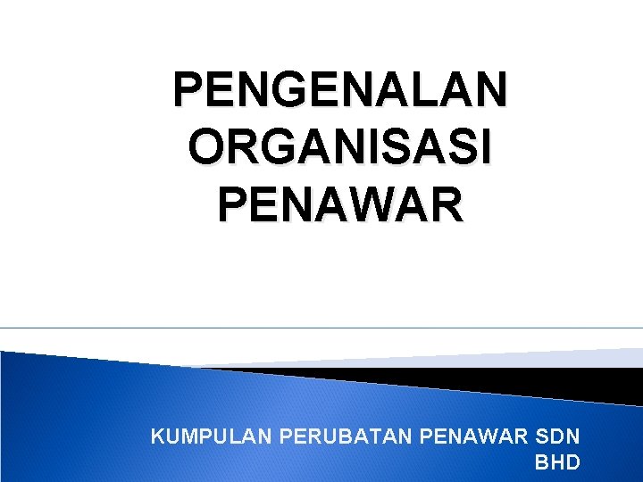 PENGENALAN ORGANISASI PENAWAR KUMPULAN PERUBATAN PENAWAR SDN BHD 