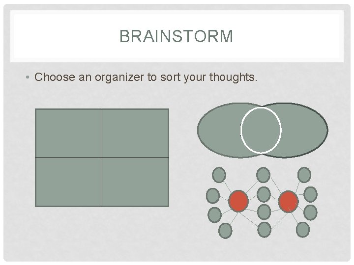 BRAINSTORM • Choose an organizer to sort your thoughts. 