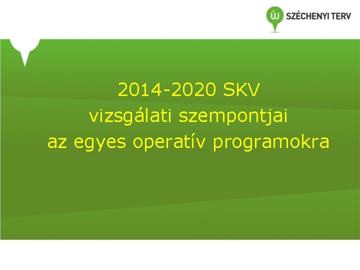 2014 -2020 SKV vizsgálati szempontjai az egyes operatív programokra 