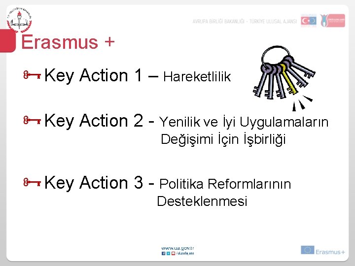 Erasmus + Key Action 1 – Hareketlilik Key Action 2 - Yenilik ve İyi