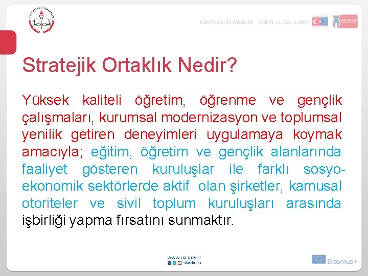 Stratejik Ortaklık Nedir? Yüksek kaliteli öğretim, öğrenme ve gençlik çalışmaları, kurumsal modernizasyon ve toplumsal