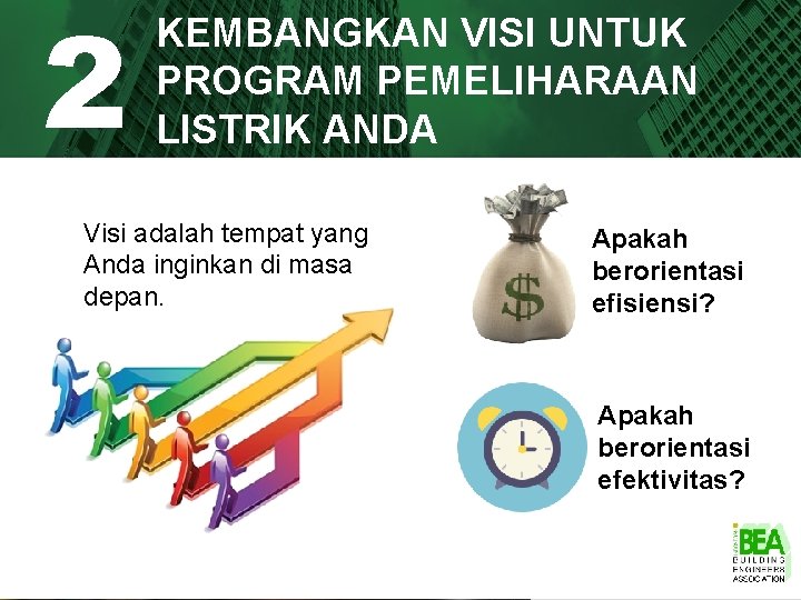 2 KEMBANGKAN VISI UNTUK PROGRAM PEMELIHARAAN LISTRIK ANDA Visi adalah tempat yang Anda inginkan 2 KEMBANGKAN VISI UNTUK PROGRAM PEMELIHARAAN LISTRIK ANDA Visi adalah tempat yang Anda inginkan