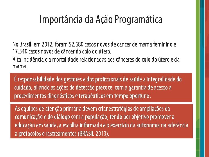 Importância da Ação Programática No Brasil, em 2012, foram 52. 680 casos novos de