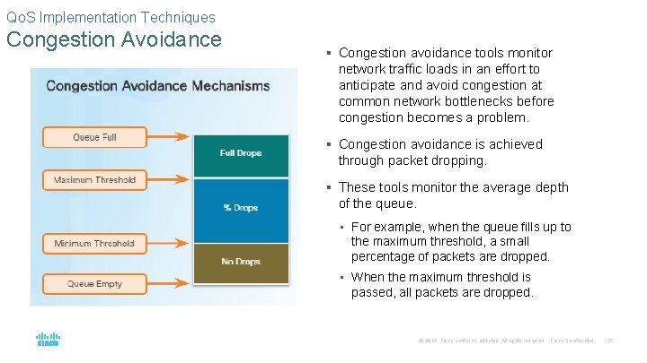 Qo. S Implementation Techniques Congestion Avoidance § Congestion avoidance tools monitor network traffic loads Qo. S Implementation Techniques Congestion Avoidance § Congestion avoidance tools monitor network traffic loads