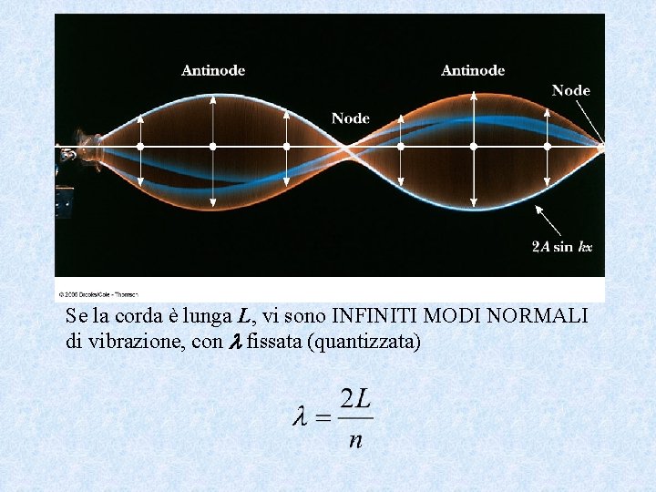 Se la corda è lunga L, vi sono INFINITI MODI NORMALI di vibrazione, con