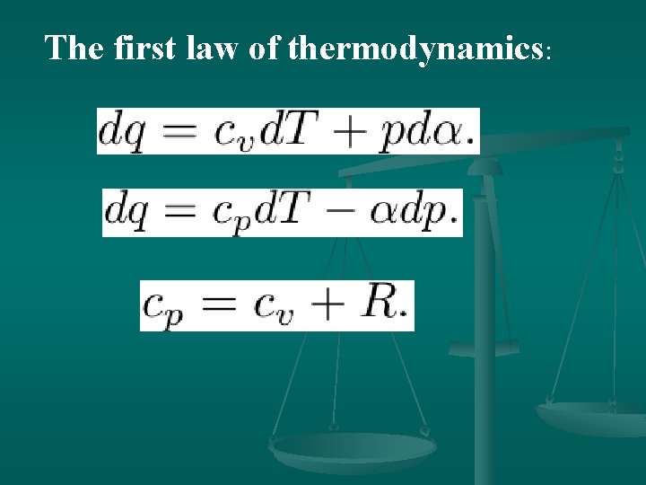 The first law of thermodynamics: 