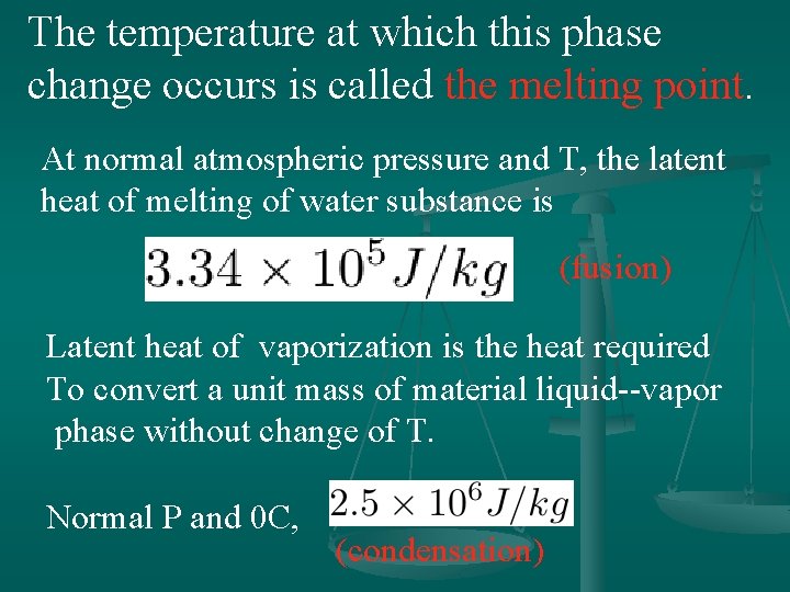 The temperature at which this phase change occurs is called the melting point. At
