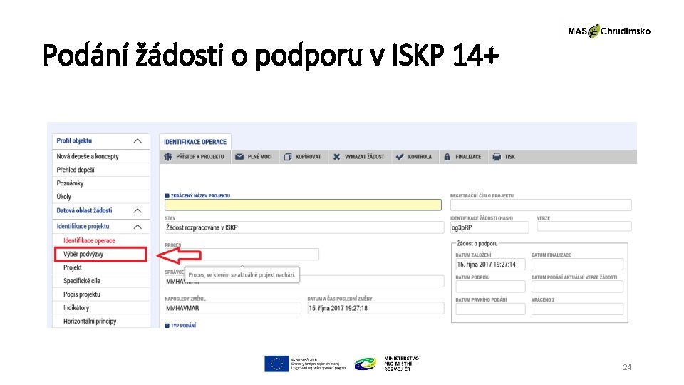 Podání žádosti o podporu v ISKP 14+ 24 