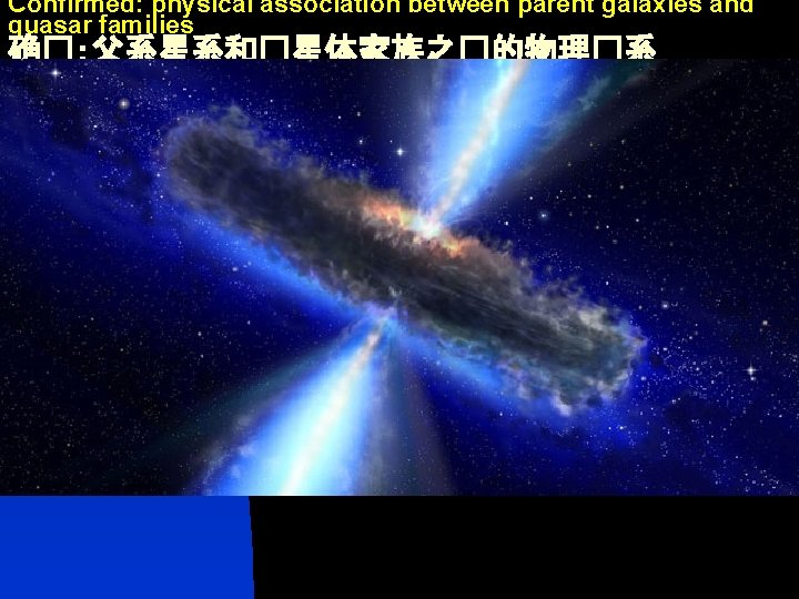 Confirmed: physical association between parent galaxies and quasar families 确�：父系星系和�星体家族之�的物理�系 