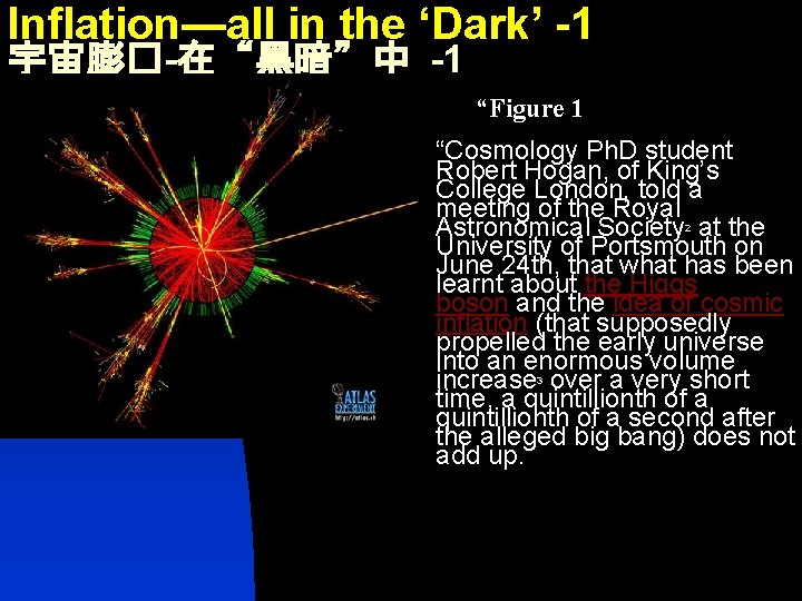 Inflation—all in the ‘Dark’ -1 宇宙膨�-在“黑暗”中 -1 “Figure 1 “Cosmology Ph. D student Robert