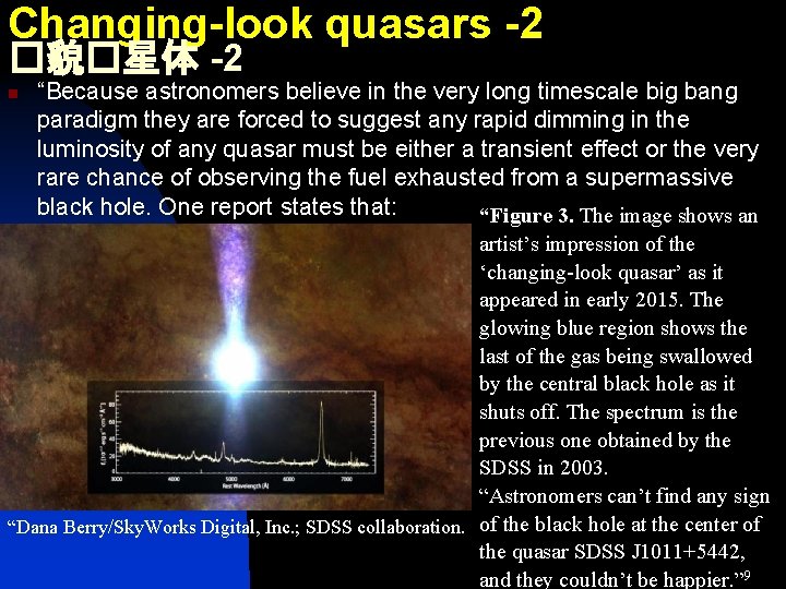 Changing-look quasars -2 �貌�星体 -2 n “Because astronomers believe in the very long timescale