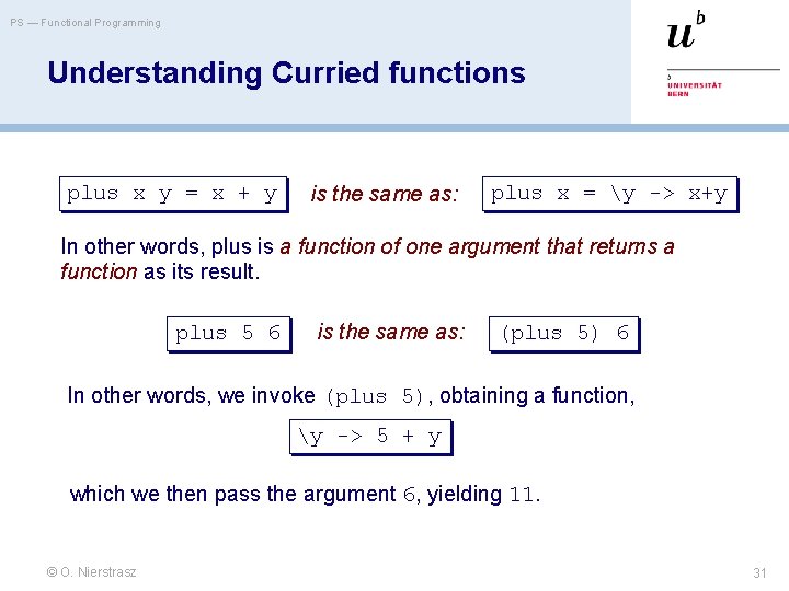 PS — Functional Programming Understanding Curried functions plus x y = x + y