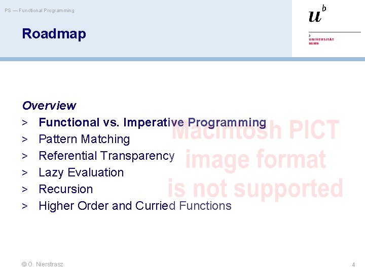 PS — Functional Programming Roadmap Overview > Functional vs. Imperative Programming > Pattern Matching