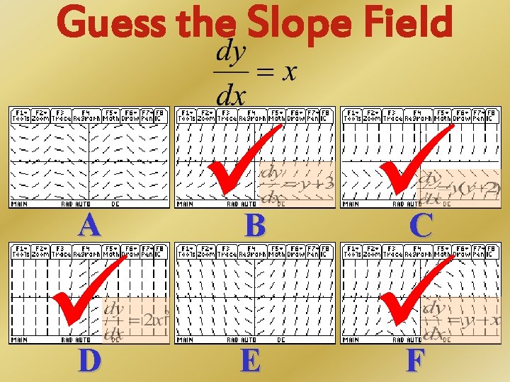 Guess the Slope Field A B C D E F 