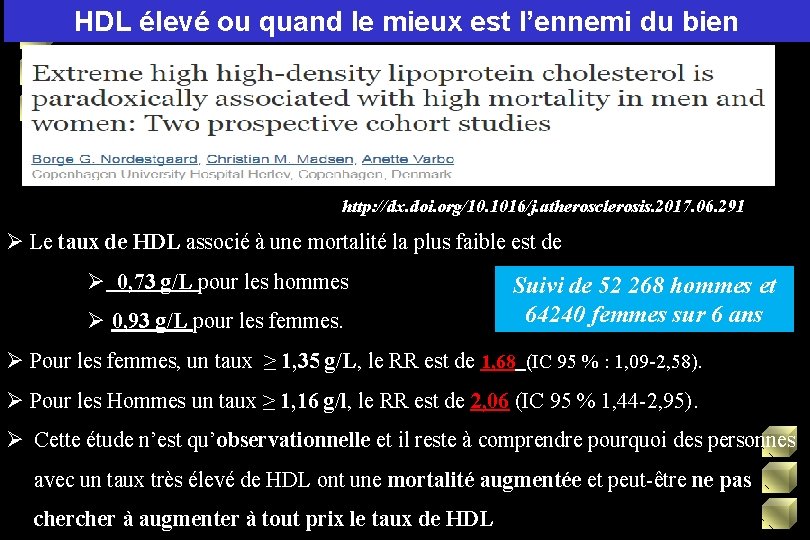 HDL élevé ou quand le mieux est l’ennemi du bien http: //dx. doi. org/10.