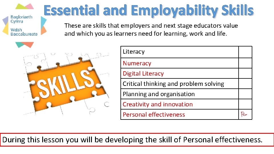 Essential and Employability Skills These are skills that employers and next stage educators value