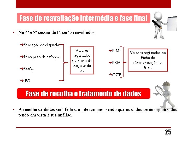 Fase de reavaliação intermédia e fase final • Na 4ª e 8ª sessão de