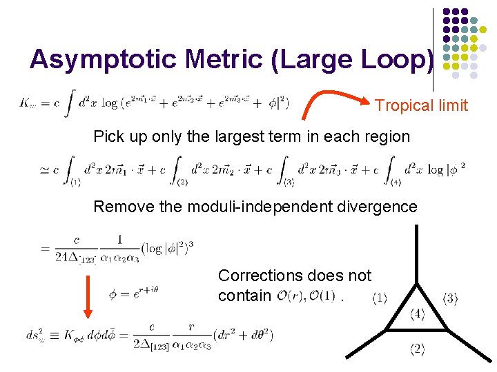 Asymptotic Metric (Large Loop) Tropical limit Pick up only the largest term in each