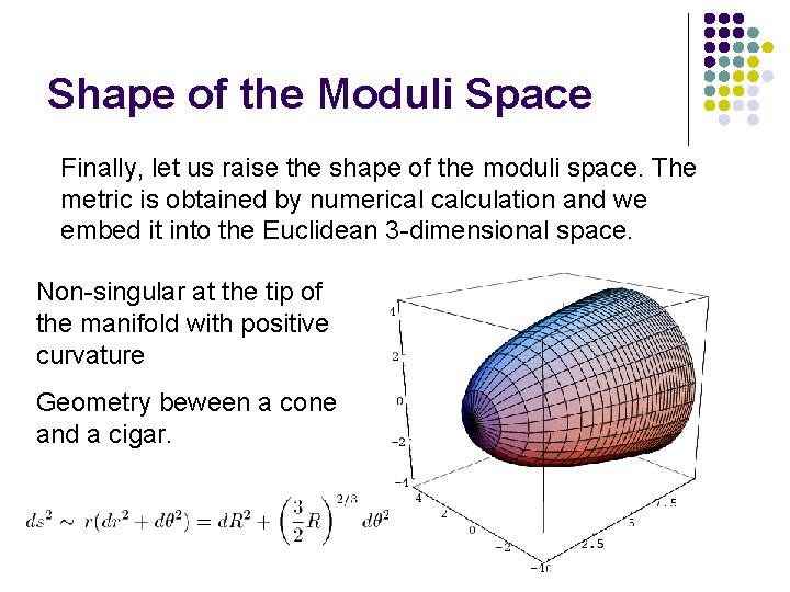 Shape of the Moduli Space Finally, let us raise the shape of the moduli