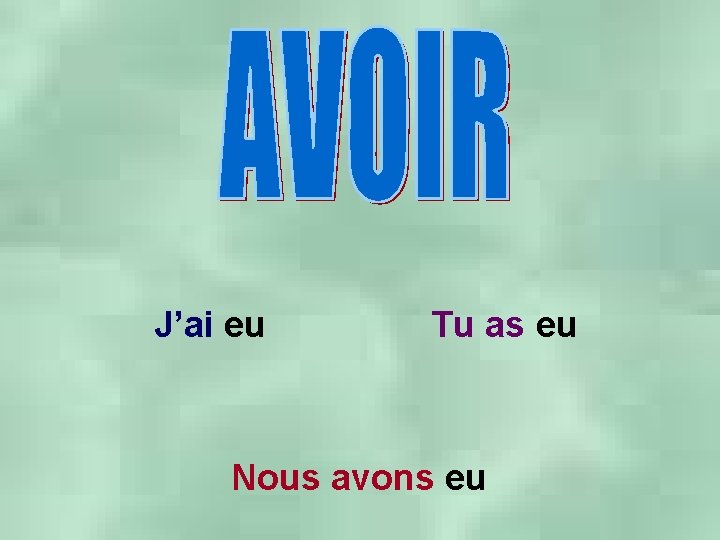 J’ai eu Tu as eu Nous avons eu 