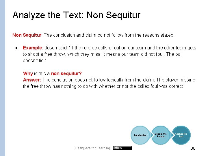 Analyze the Text: Non Sequitur: The conclusion and claim do not follow from the