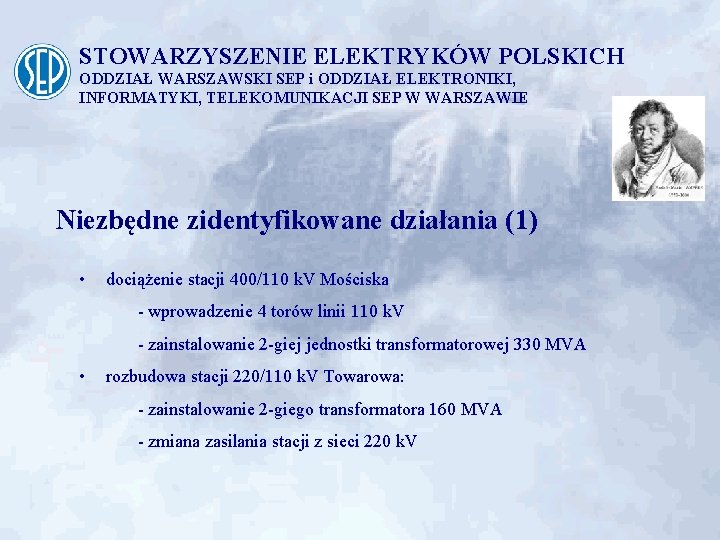 STOWARZYSZENIE ELEKTRYKÓW POLSKICH ODDZIAŁ WARSZAWSKI SEP i ODDZIAŁ ELEKTRONIKI, INFORMATYKI, TELEKOMUNIKACJI SEP W WARSZAWIE