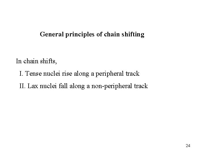 General principles of chain shifting In chain shifts, I. Tense nuclei rise along a
