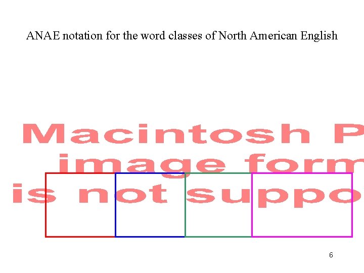 ANAE notation for the word classes of North American English 6 