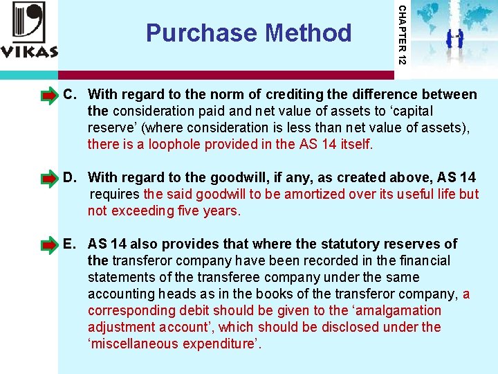 CHAPTER 12 Purchase Method C. With regard to the norm of crediting the difference