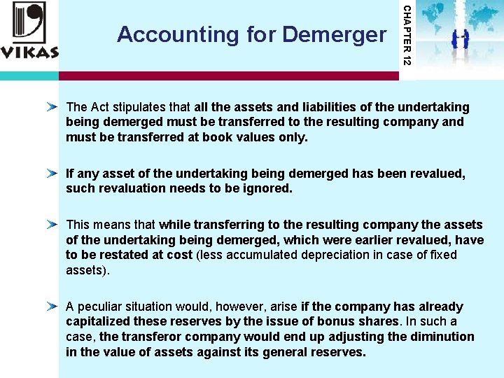 CHAPTER 12 Accounting for Demerger The Act stipulates that all the assets and liabilities