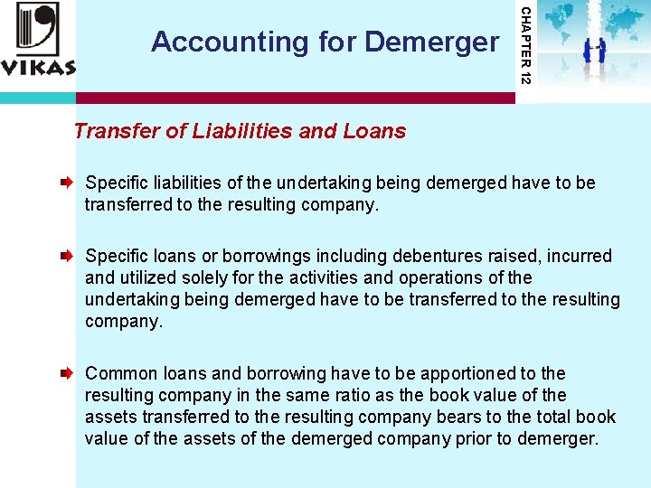 CHAPTER 12 Accounting for Demerger Transfer of Liabilities and Loans Specific liabilities of the
