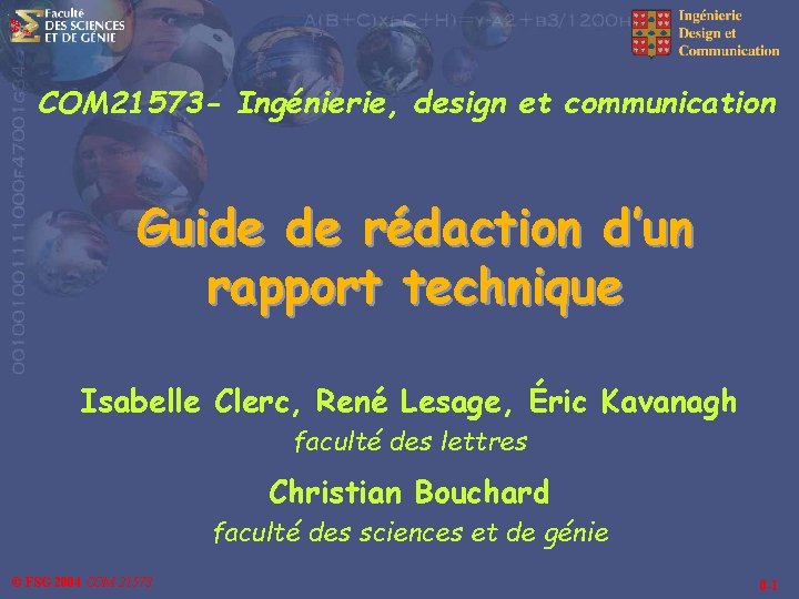 COM 21573 Ingnierie design et communication Guide de