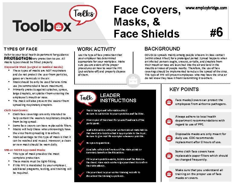 Face Covers, Masks, & Face Shields TYPES OF FACE Refer to your local heath
