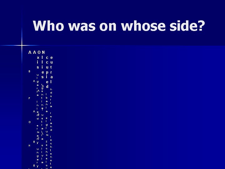 Who was on whose side? AAON x l c i l c s i