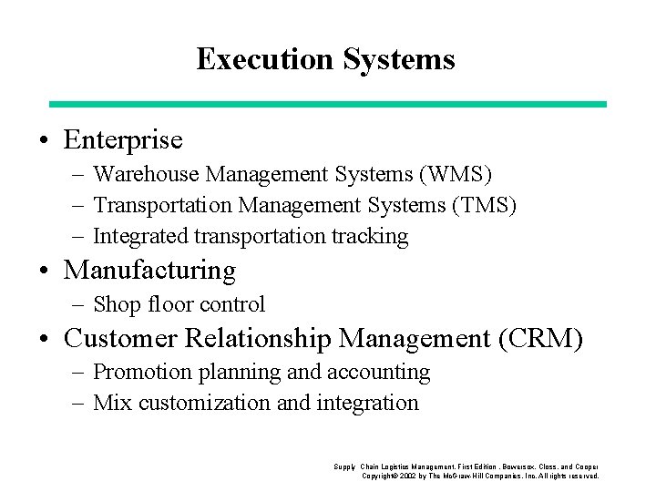 Supply Chain Logistics Management Chapter 8 Enterprise Resource