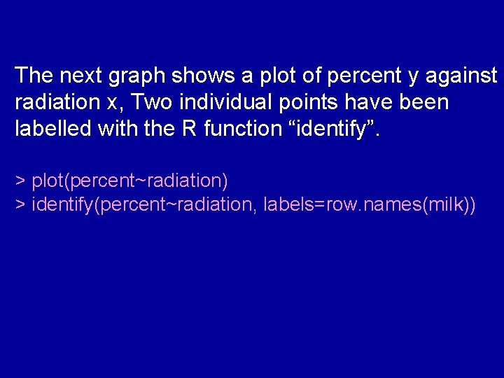 The next graph shows a plot of percent y against radiation x, Two individual The next graph shows a plot of percent y against radiation x, Two individual