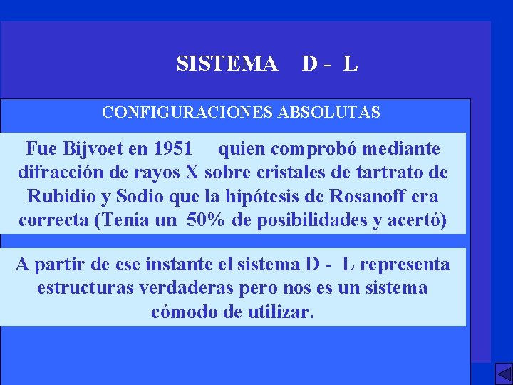 SISTEMA D- L CONFIGURACIONES ABSOLUTAS Fue Bijvoet en 1951 quien comprobó mediante difracción de