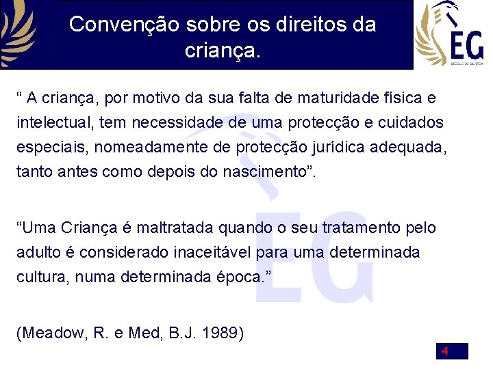 Convenção sobre os direitos da criança. “ A criança, por motivo da sua falta