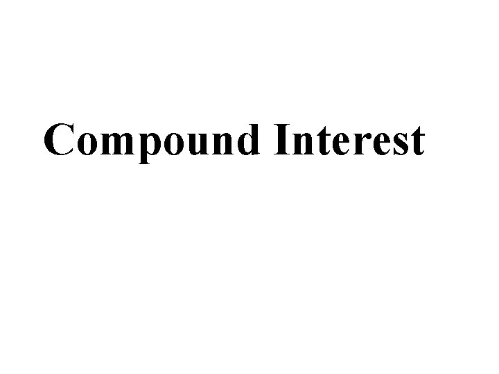 Compound Interest 