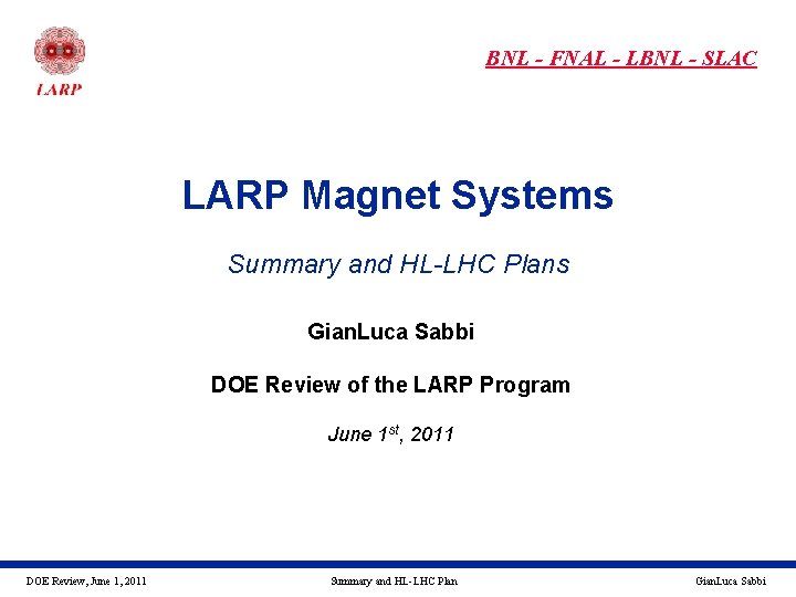 BNL - FNAL - LBNL - SLAC LARP Magnet Systems Summary and HL-LHC Plans