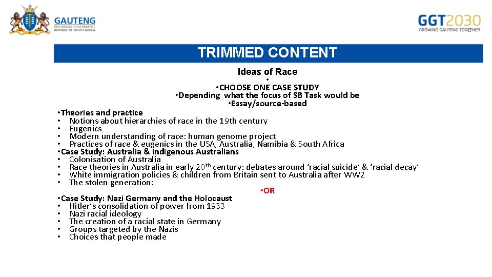 2020 Grade 11 History IDEAS OF RACE CASE