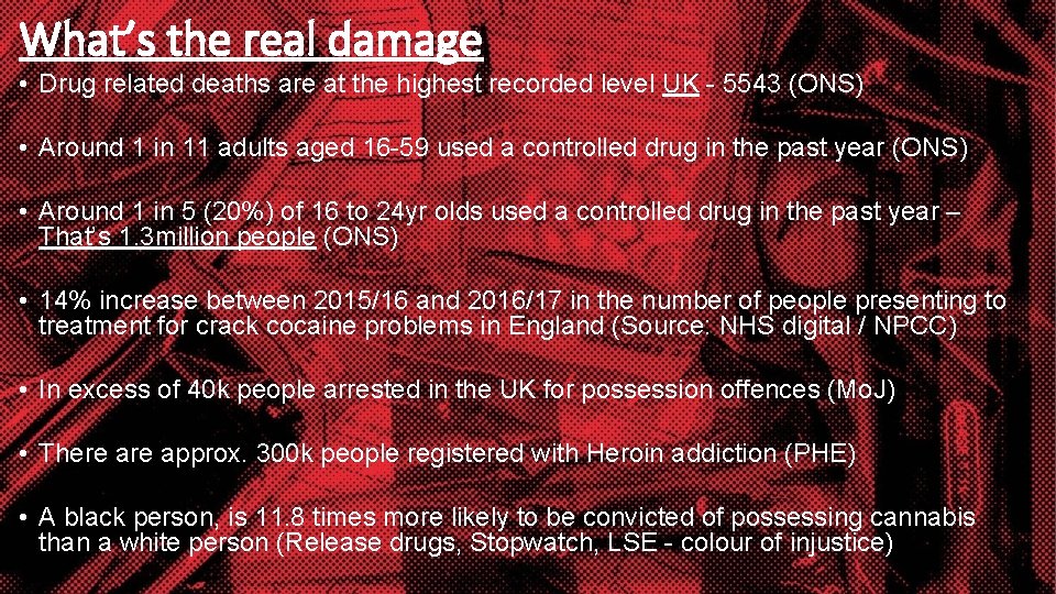 What’s the real damage • Drug related deaths are at the highest recorded level