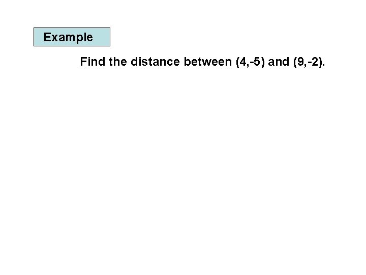 Example Find the distance between (4, -5) and (9, -2). 