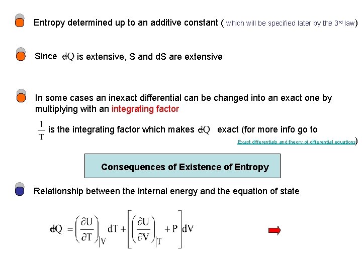Entropy determined up to an additive constant ( which will be specified later by