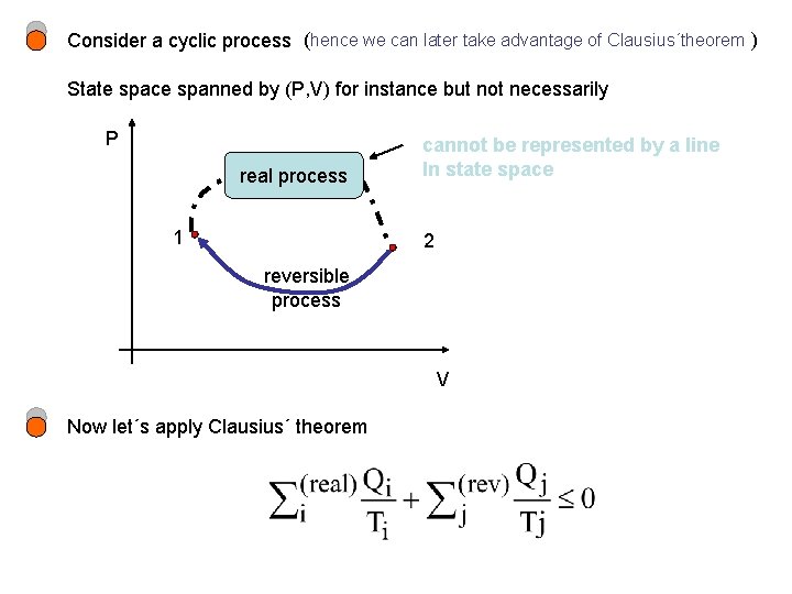 Consider a cyclic process (hence we can later take advantage of Clausius´theorem ) State