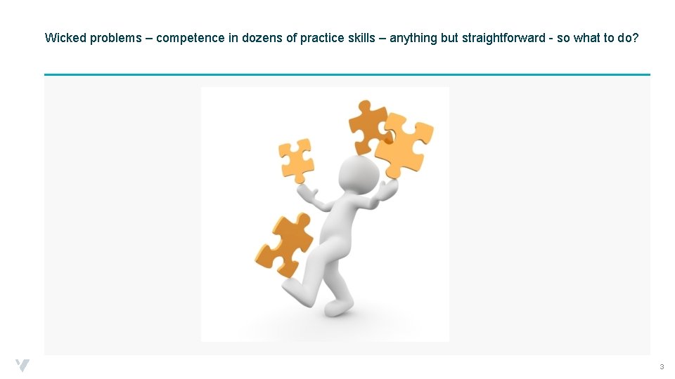 Wicked problems – competence in dozens of practice skills – anything but straightforward -
