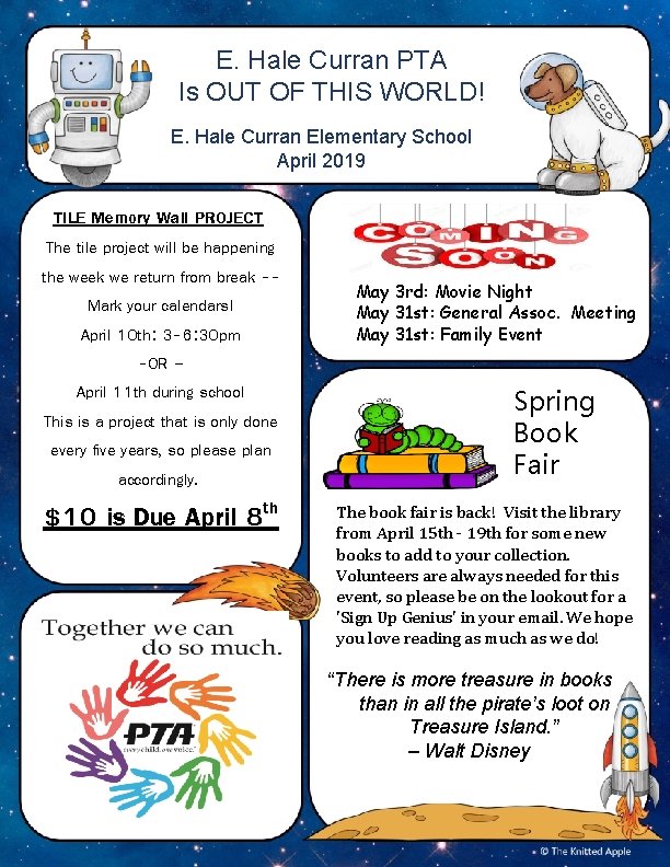 E. Hale Curran PTA Is OUT OF THIS WORLD! E. Hale Curran Elementary School