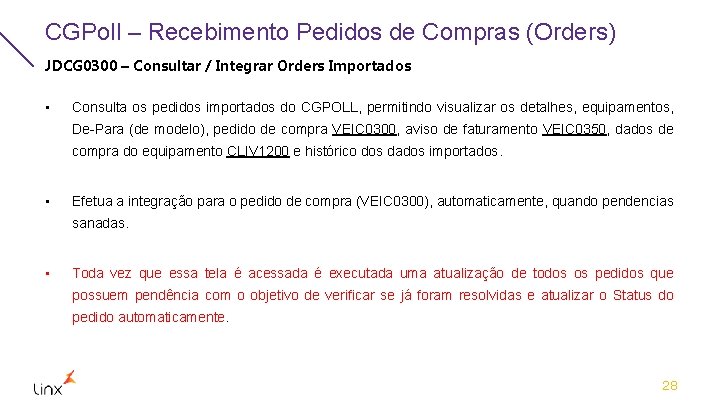 CGPoll – Recebimento Pedidos de Compras (Orders) JDCG 0300 – Consultar / Integrar Orders